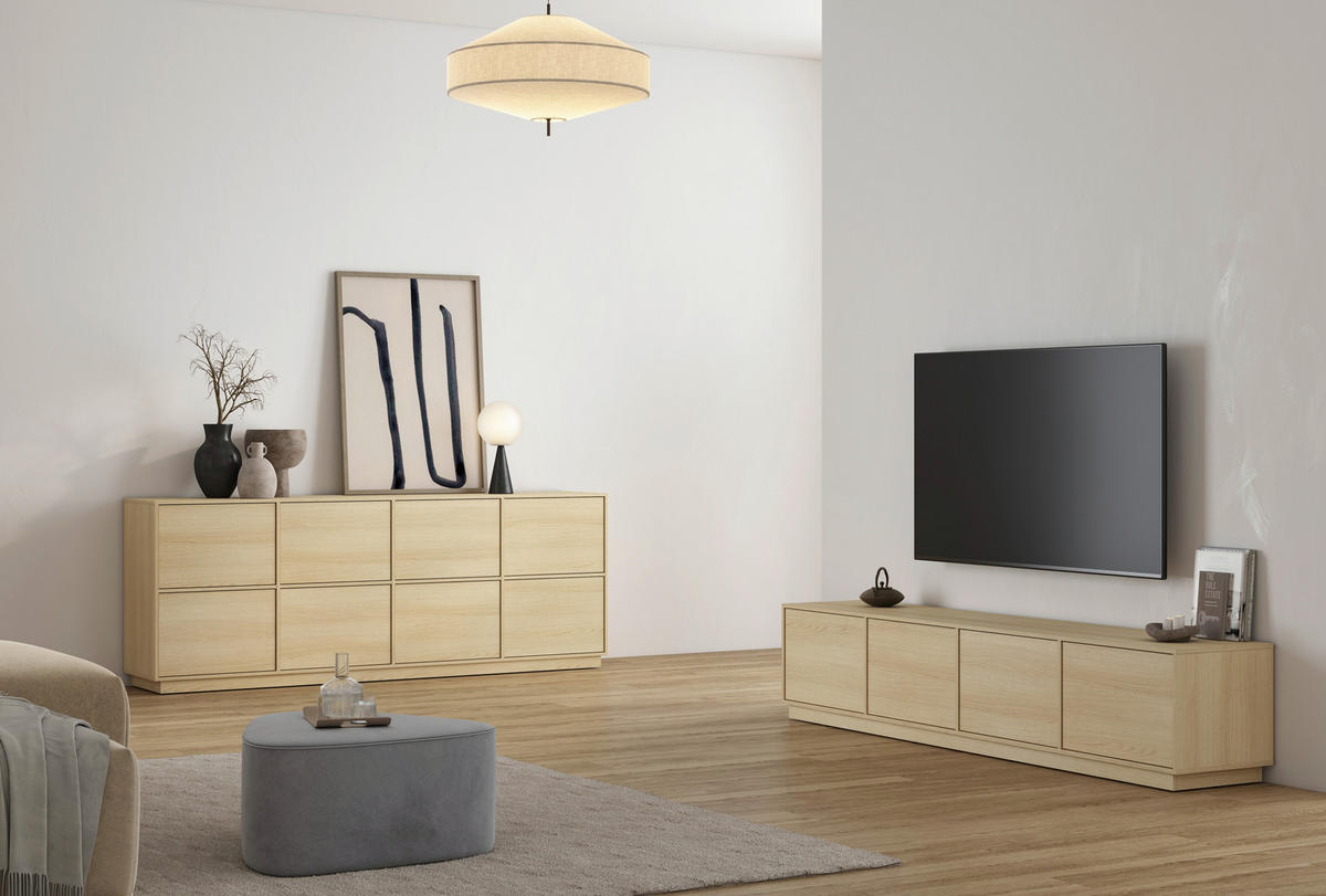 ŠIROKÁ KOMODA, barvy dubu, 220,5/82,5/41,5 cm - barvy dubu, Design, kompozitní dřevo (220,5/82,5/41,5cm) - MID.YOU