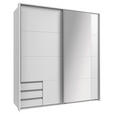SCHWEBETÜRENSCHRANK  in Weiß  - Alufarben/Weiß, Design, Glas/Holzwerkstoff (179/198/64cm) - Carryhome