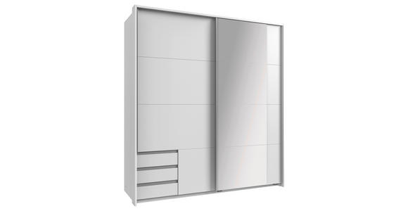 SCHWEBETÜRENSCHRANK  in Weiß  - Alufarben/Weiß, Design, Glas/Holzwerkstoff (179/198/64cm) - Carryhome