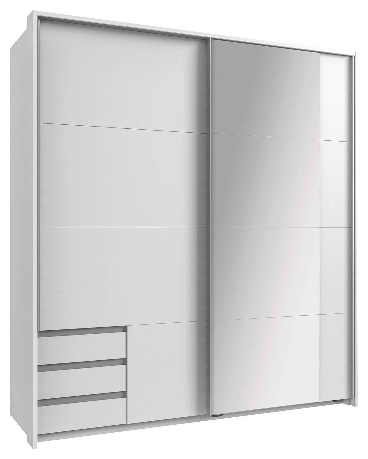 SCHWEBETÜRENSCHRANK 179/198/64 cm 2-türig Weiß  - Alufarben/Weiß, Design, Glas/Holzwerkstoff (179/198/64cm) - Boxxx