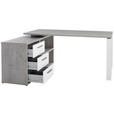 ECKSCHREIBTISCH 140/170/75 cm  in Grau, Weiß Hochglanz  - Edelstahlfarben/Weiß Hochglanz, Design, Holzwerkstoff/Metall (140/170/75cm) - Carryhome