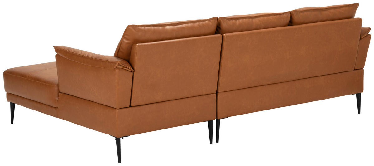 ECKSOFA Rostfarben Echtleder  - Rostfarben/Schwarz, Design, Leder/Metall (233/153cm) - Livetastic