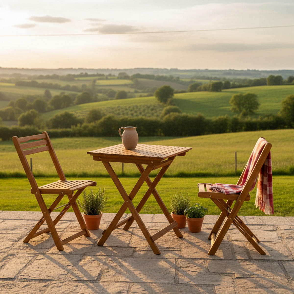 BALKONSET Naturfarben 3-teilig  - Naturfarben, KONVENTIONELL, Holz (40/82/49cm) - Gardenson