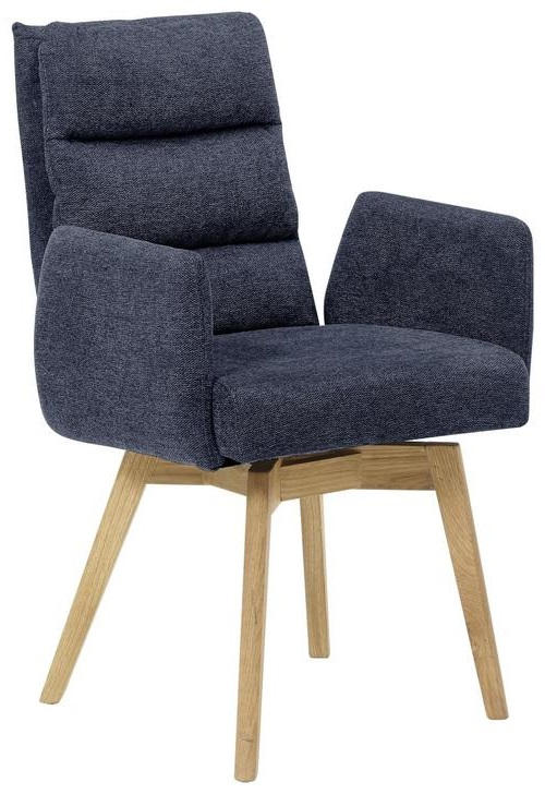 ARMLEHNSTUHL  in Mikrofaser  - Blau/Eichefarben, Basics, Holz/Textil (61/95/65cm) - MID.YOU