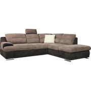 SEDEŽNA GARNITURA peščena, sivo rjava tekstil - sivo rjava/krom, Design, kovina/tekstil (264/88/217cm) - WELNOVA