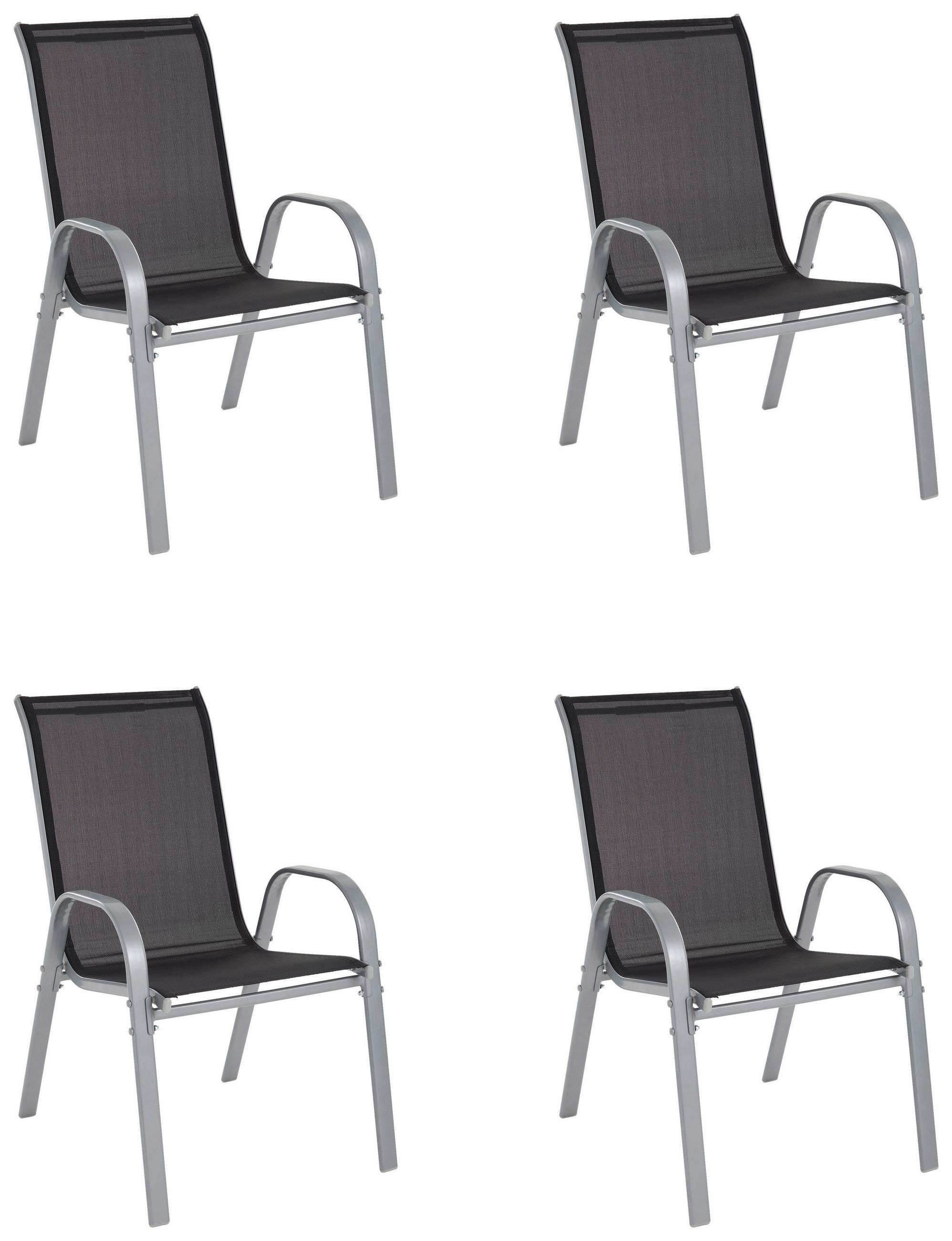 SET DE FOTOLII DE GRĂDINĂ in metal, textil negru, argintiu
