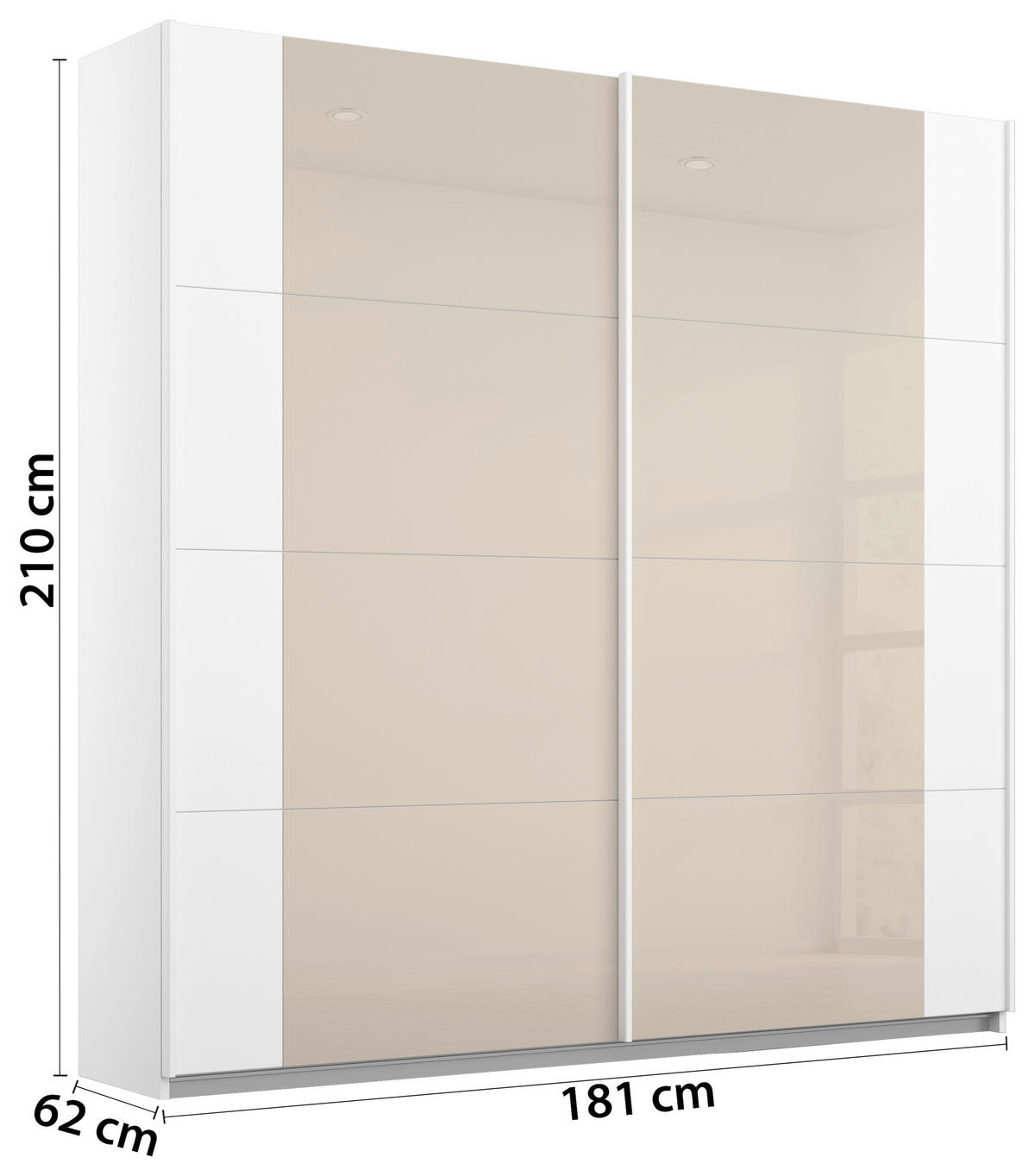 SCHWEBETÜRENSCHRANK in Weiss, Champagner  - Weiss/Champagner, Modern, Glas/Holzwerkstoff (181/210/62cm) - Rauch Möbel
