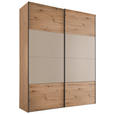 SCHWEBETÜRENSCHRANK 167/222/68 cm 2-türig Eiche Artisan, Elfenbein  - Elfenbein/Schwarz, Design, Holzwerkstoff/Metall (167/222/68cm) - Dieter Knoll
