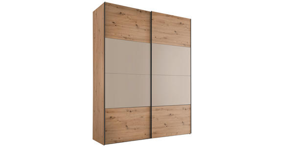 SCHWEBETÜRENSCHRANK 167/222/68 cm 2-türig Eiche Artisan, Elfenbein  - Elfenbein/Schwarz, Design, Holzwerkstoff/Metall (167/222/68cm) - Dieter Knoll