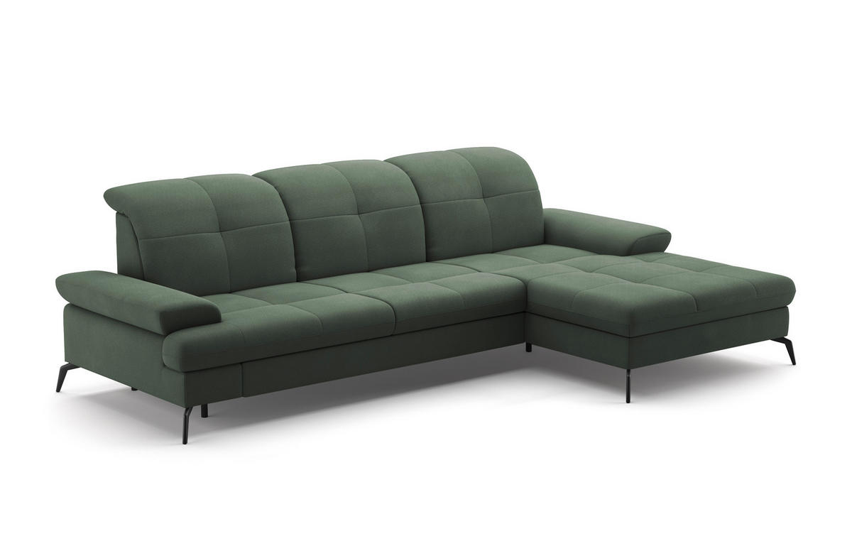 ECKSOFA in Flachgewebe Grün  - Schwarz/Grün, Konventionell, Textil/Metall (279/185cm) - Sit & More