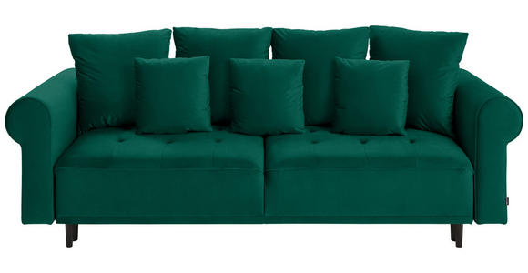 BIGSOFA in Samt Dunkelgrün  - Dunkelgrün/Schwarz, Design, Holz/Textil (248/96/95cm) - Carryhome