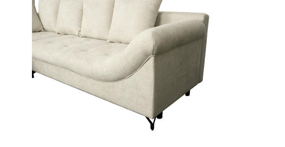 ECKSOFA Perlmutt Struktur  inkl. Rückenkissen, Bettkasten, Schlaffunktion, Rücken echt, Liegefläche im Originalstoff  - Perlmutt/Schwarz, KONVENTIONELL, Textil/Metall (194/274cm) - Carryhome