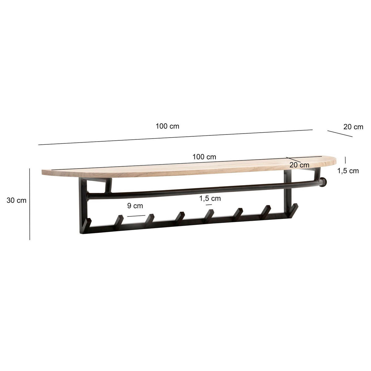 Ansamblu De Hol, 100/30/20 cm  - culoare lemn acacia, Design, lemn (100/30/20cm) - Livetastic