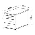 ROLLCONTAINER 42,8/51,2/80 cm  - Silberfarben/Ahornfarben, KONVENTIONELL, Holzwerkstoff/Metall (42,8/51,2/80cm) - Venda