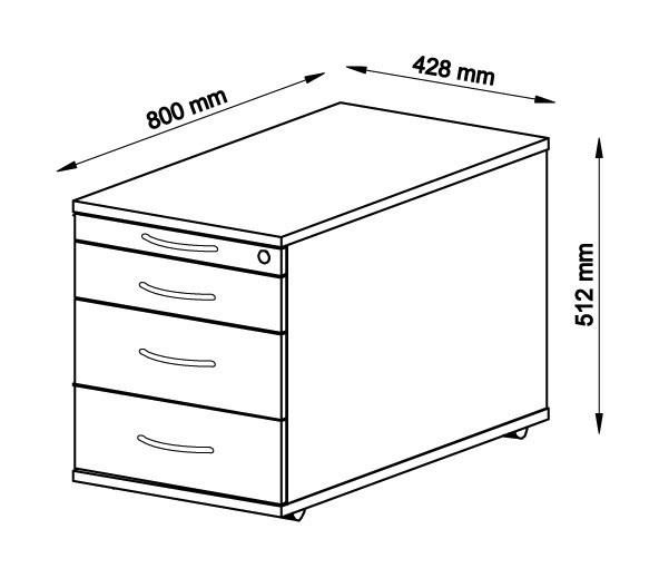 ROLLCONTAINER Ahornfarben  - Silberfarben/Ahornfarben, KONVENTIONELL, Holzwerkstoff/Metall (42,8/51,2/80cm) - Venda