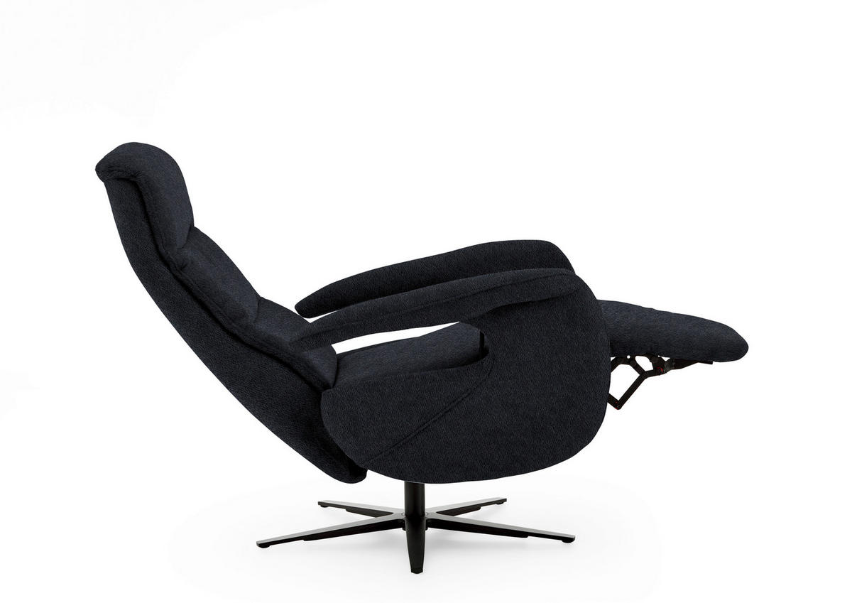 RELAXSESSEL in Textil Schwarz  - Schwarz, Design, Textil/Metall (71/112/83cm) - Beldomo Style