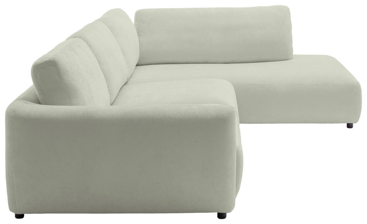 ECKSOFA  in Chenille Salbeigrün  307/224 cm  - Salbeigrün/Schwarz, KONVENTIONELL, Kunststoff/Textil (307/224cm) - Hom`in