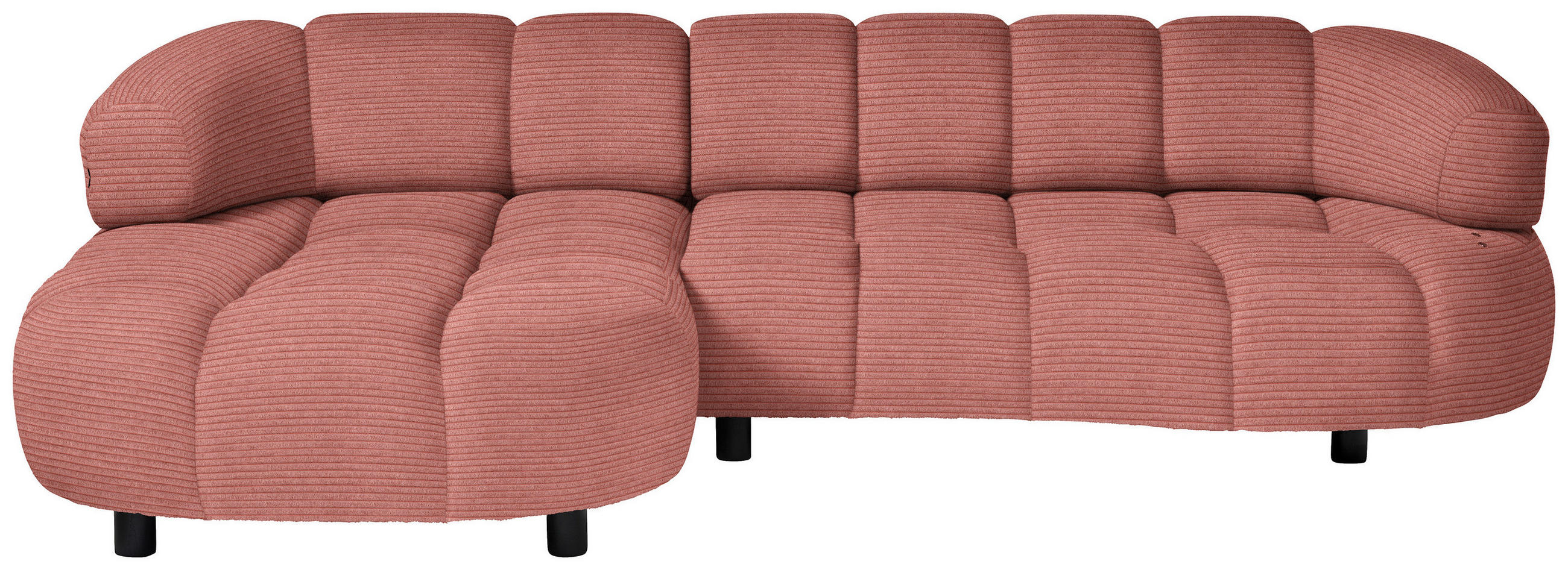 ECKSOFA in Cord, Velours Koralle  - Koralle/Schwarz, Design, Holz/Textil (183/284cm) - Welnova
