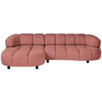 ECKSOFA in Cord, Velours Koralle  - Koralle/Schwarz, Design, Holz/Textil (183/284cm) - Welnova