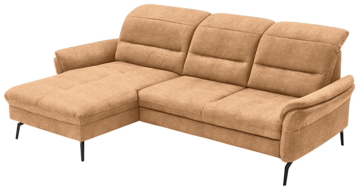 ECKSOFA in Flachgewebe Currygelb  - Currygelb/Schwarz, Konventionell, Textil/Metall (181/260cm) - Beldomo Speed
