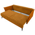 SCHLAFSOFA mit Liegefunktion, Rücken echt Cord, Flachgewebe Currygelb - Currygelb/Schwarz, KONVENTIONELL, Textil/Metall (223/72/100cm) - Carryhome