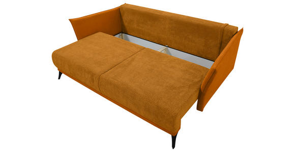 SCHLAFSOFA mit Liegefunktion, Rücken echt Cord, Flachgewebe Currygelb - Currygelb/Schwarz, KONVENTIONELL, Textil/Metall (223/72/100cm) - Carryhome