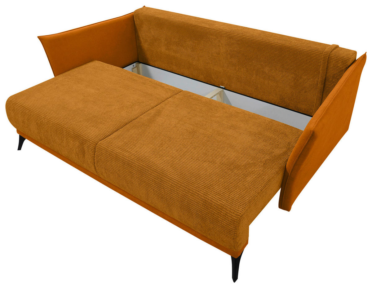 SCHLAFSOFA Cord, Flachgewebe Currygelb  - Currygelb/Schwarz, KONVENTIONELL, Textil/Metall (223/72/100cm) - Carryhome