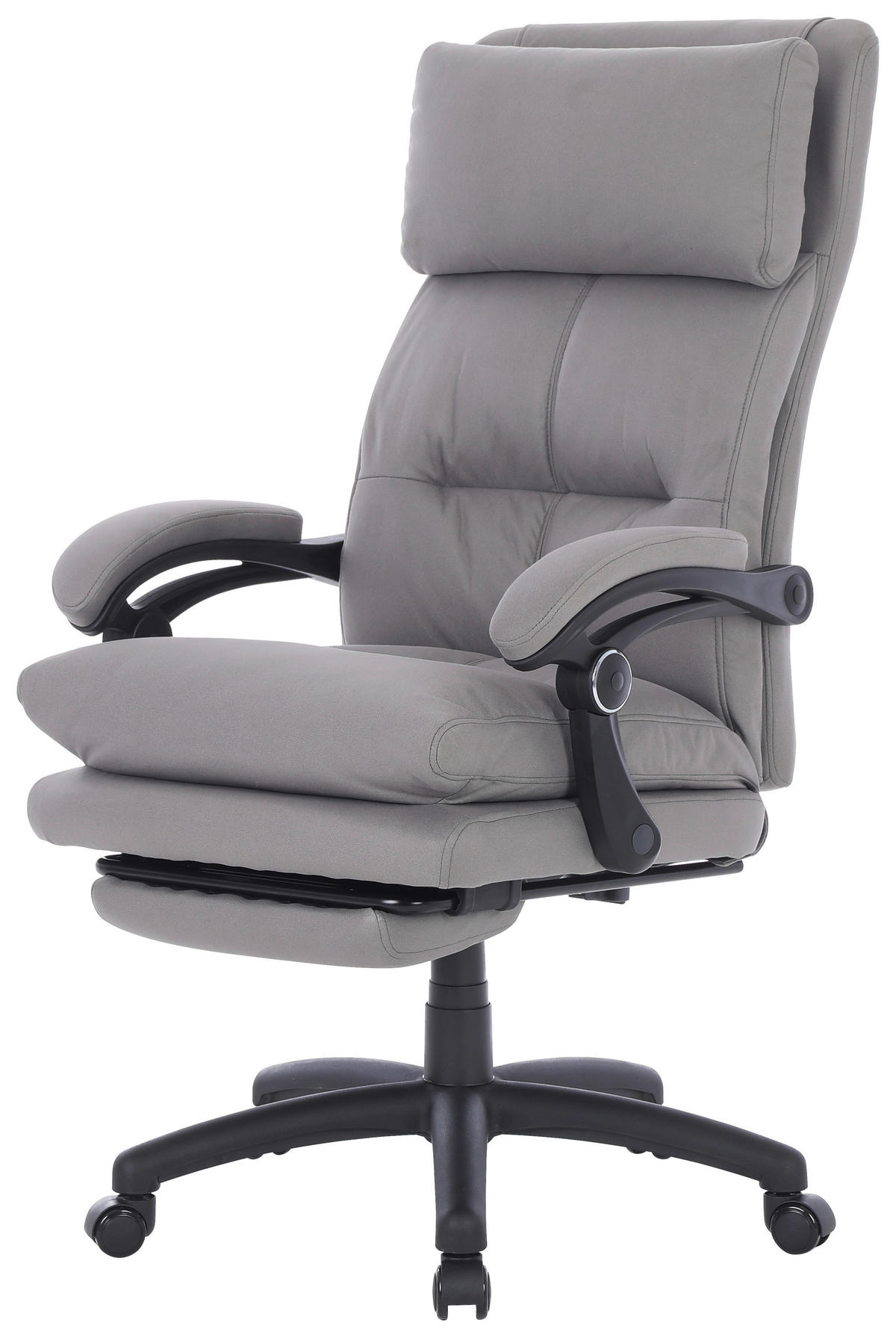 SCAUN DIRECTORIAL  in microfibră gri  - negru/gri, Modern, plastic/metal (66/116-124/71.5cm) - MID.YOU