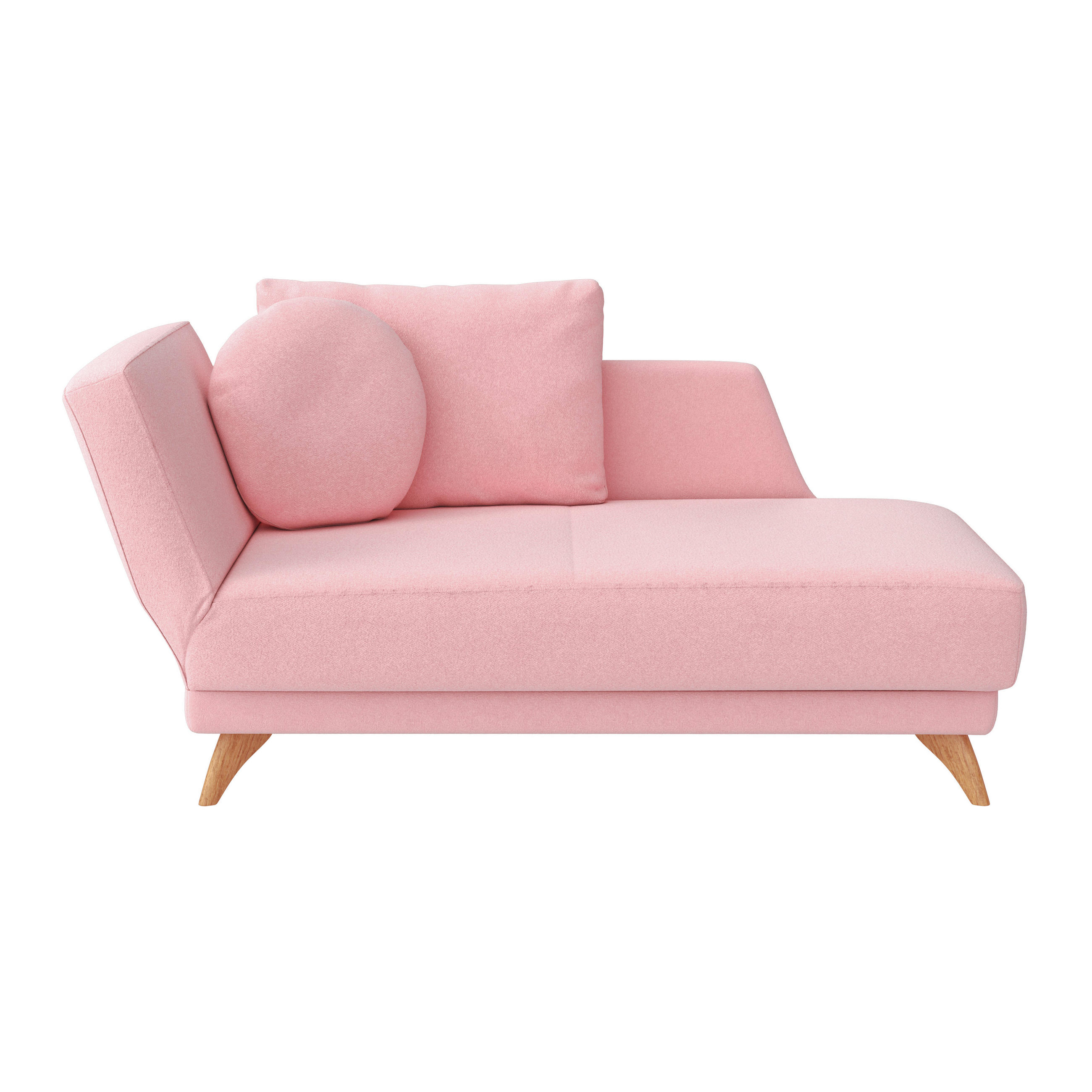 RÉCAMIERE in Flachgewebe Rosa - Eichefarben/Rosa, Modern, Holz/Textil (205/74/94cm) - Bali