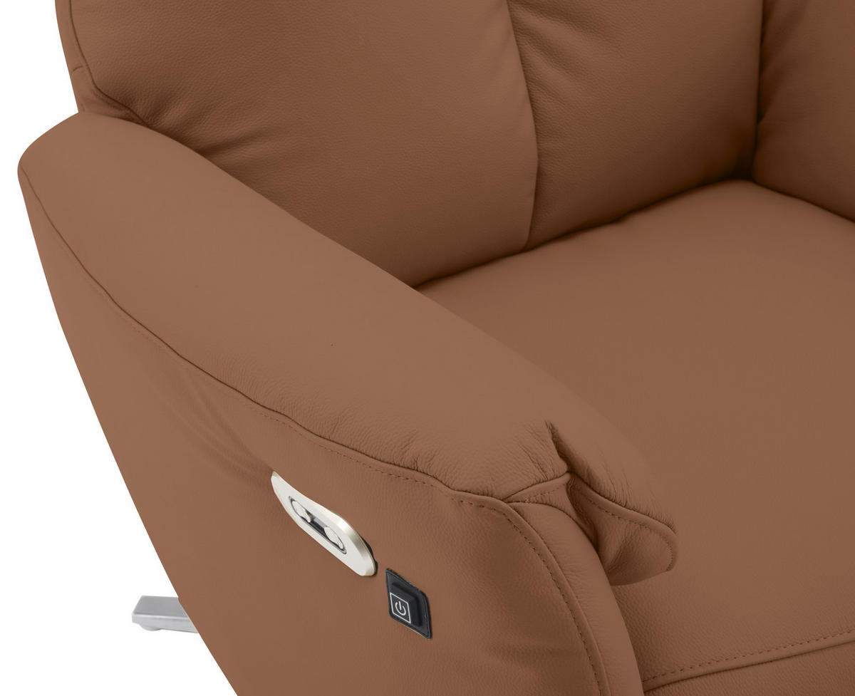 MASSAGESESSEL Echtleder Lederlook Braun    - Chromfarben/Braun, Design, Leder/Textil (79/110/85cm) - Livetastic