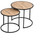 BEISTELLTISCHSET rund Schwarz, Eiche Artisan  - Schwarz/Eiche Artisan, Basics, Holzwerkstoff/Metall (50/40/50/40/45.5/39cm) - Carryhome