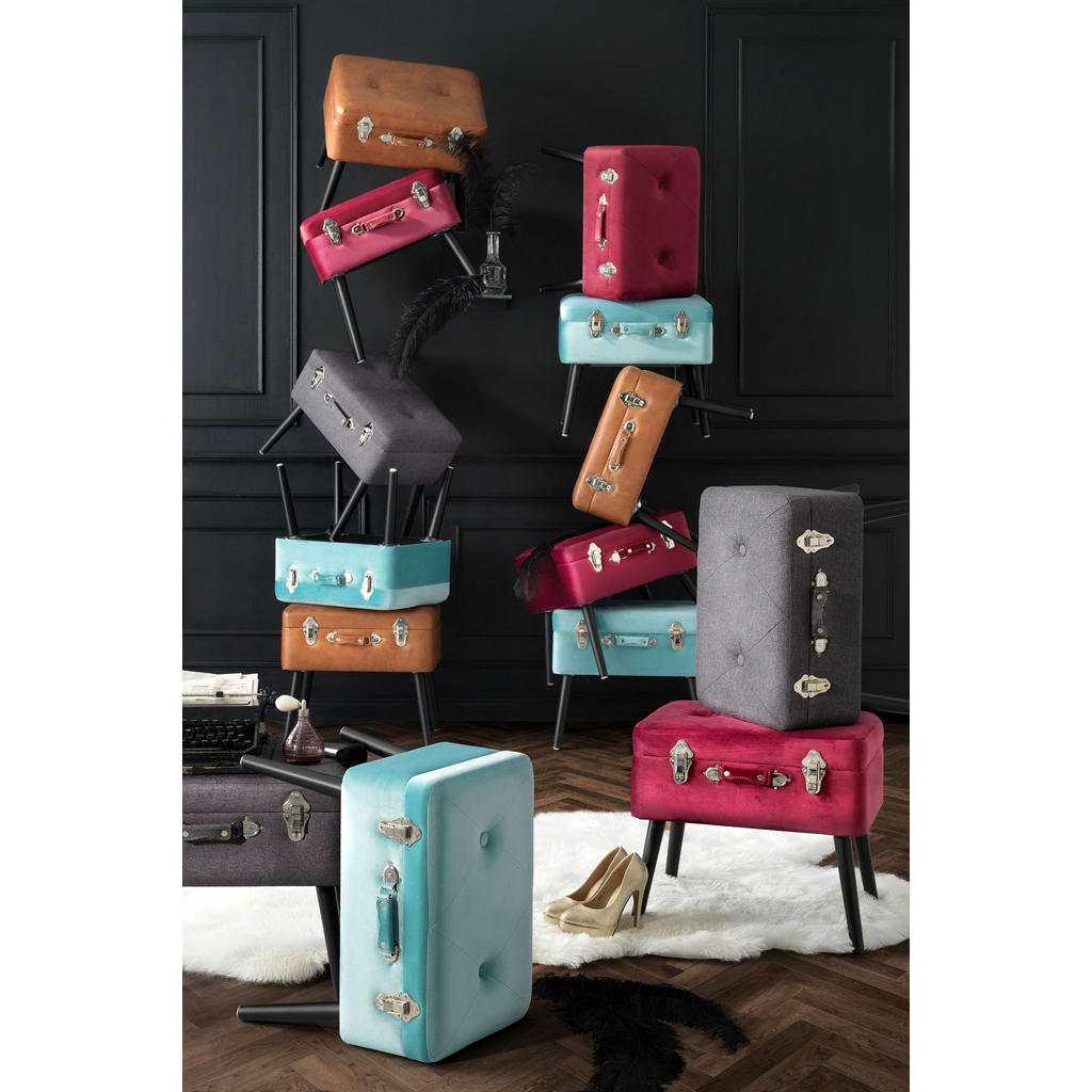 Thumbnail - Xora Hocker, Blau, Schwarz, Holz, Textil, Kiefer, rechteckig, 50x46x35 cm, Stauraum, Wohnzimmer, Hocker, Sitzhocker