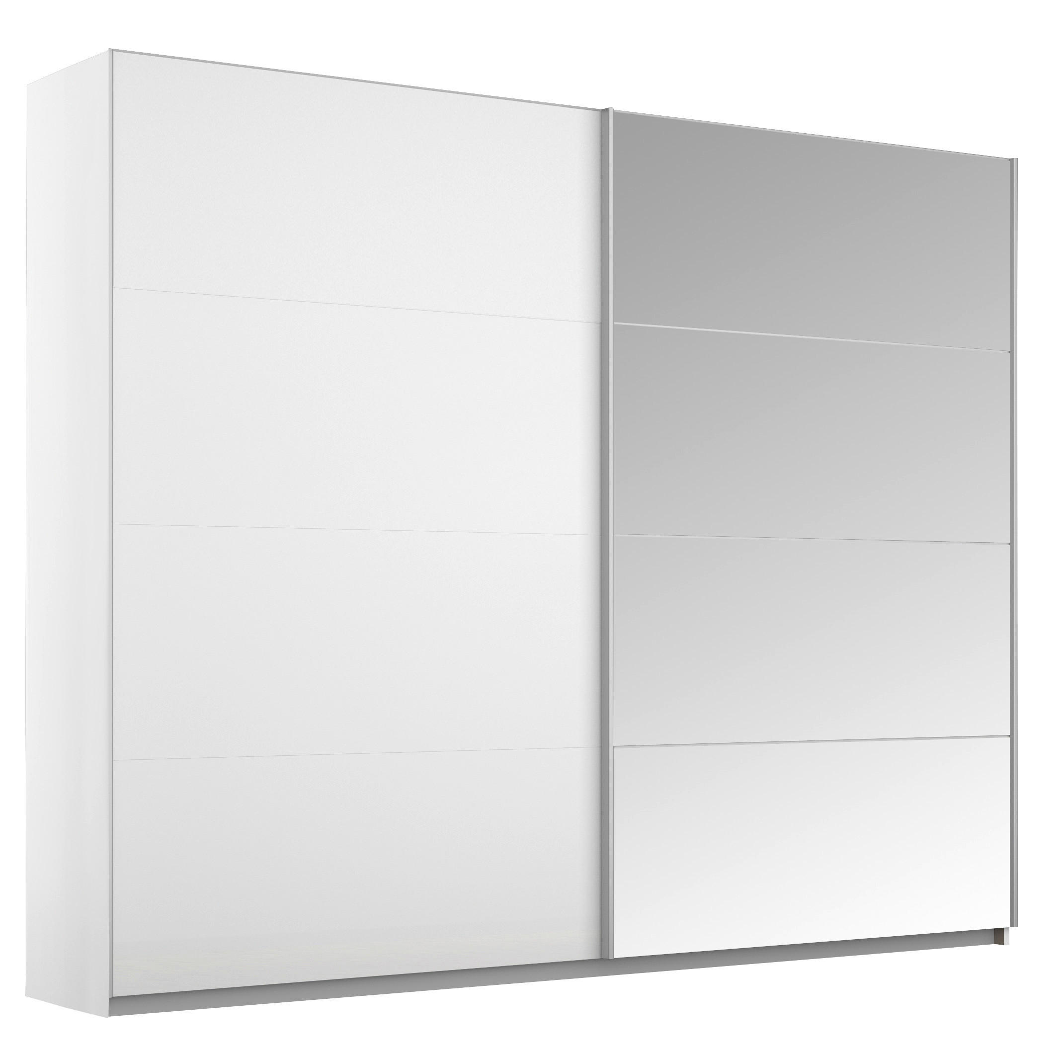 SCHWEBETÜRENSCHRANK 226/229/57 cm 2-türig Weiß  - Alufarben/Weiß, KONVENTIONELL, Glas/Holzwerkstoff (226/229/57cm) - Carryhome