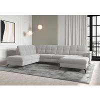 WOHNLANDSCHAFT in Flachgewebe Silberfarben  - Silberfarben/Schwarz, Modern, Textil/Metall (212/319/164cm) - Sit & More