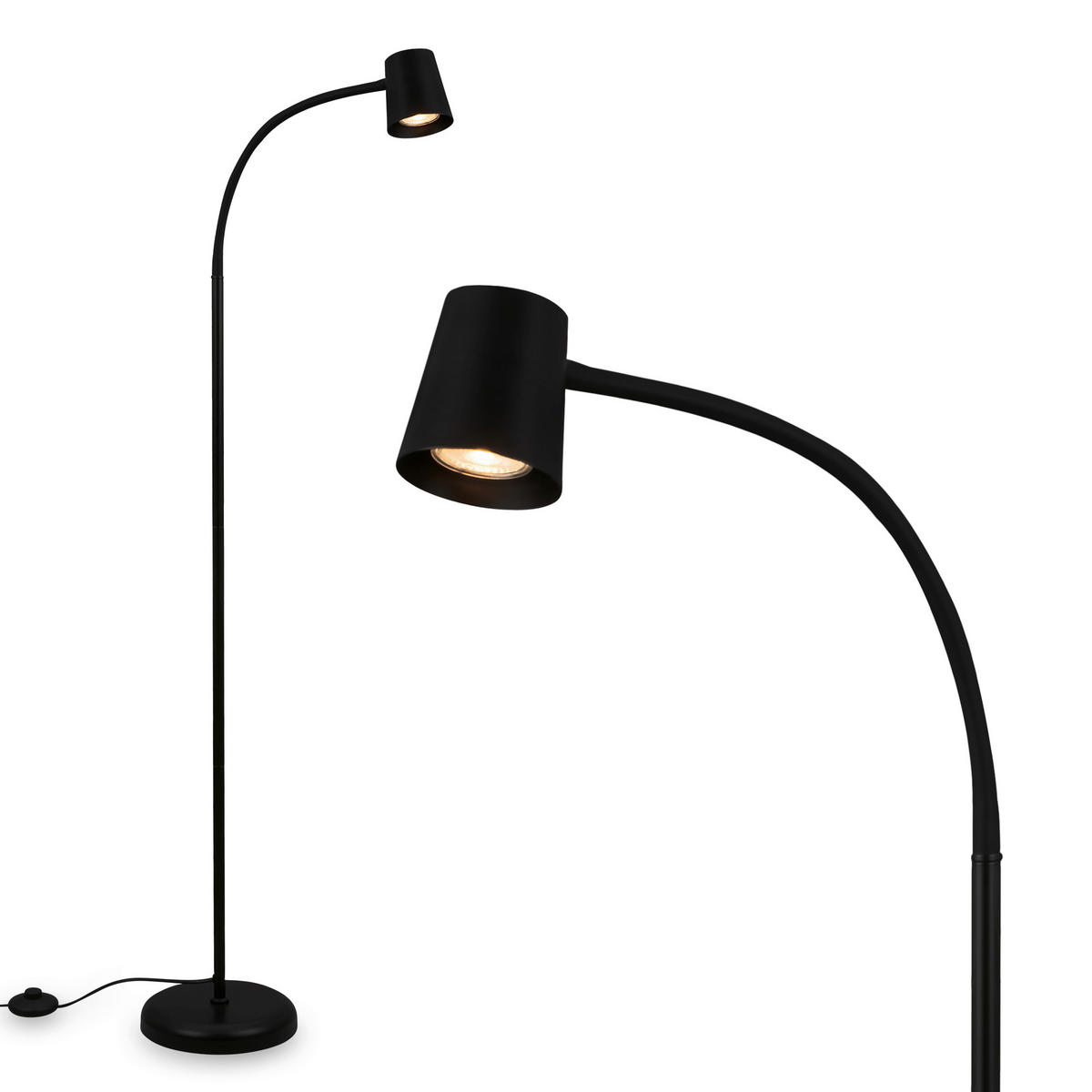 LED-STEHLEUCHTE 42.5/127.5 cm    - Schwarz, Design, Kunststoff/Metall (42.5/127.5cm)