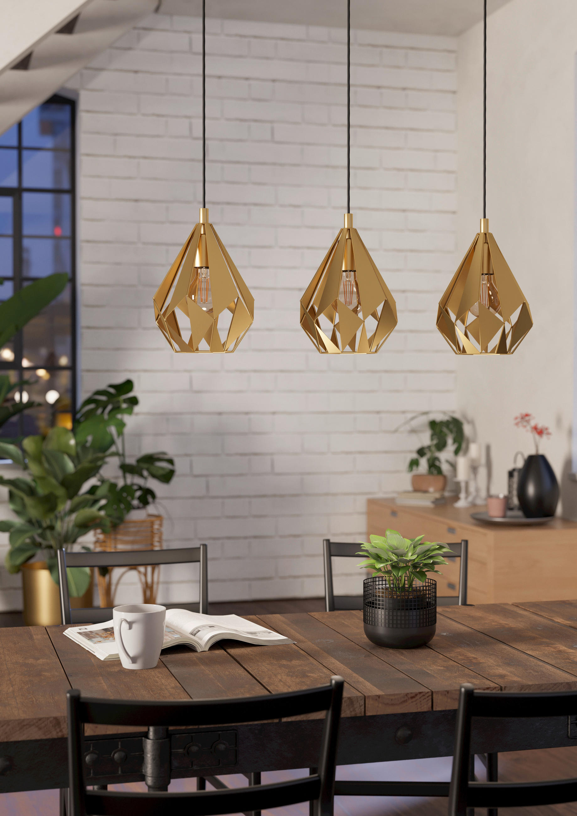 HÄNGELEUCHTE Carlton 80,5/20,5/110 cm   - Goldfarben, Design, Metall (80,5/20,5/110cm) - Eglo