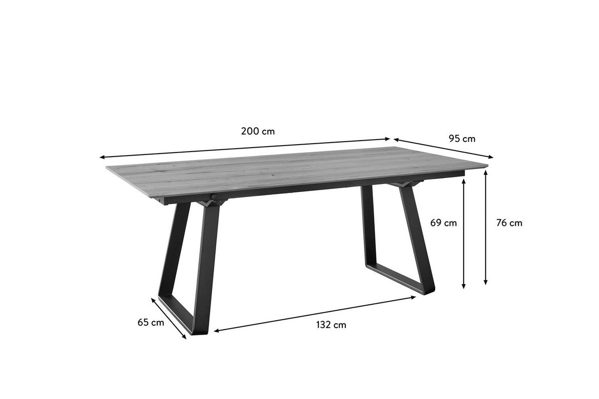 ESSTISCH in Metall, Holzwerkstoff 200/95/76 cm  - Eichefarben, Basics, Holzwerkstoff/Metall (200/95/76cm) - Celina Home