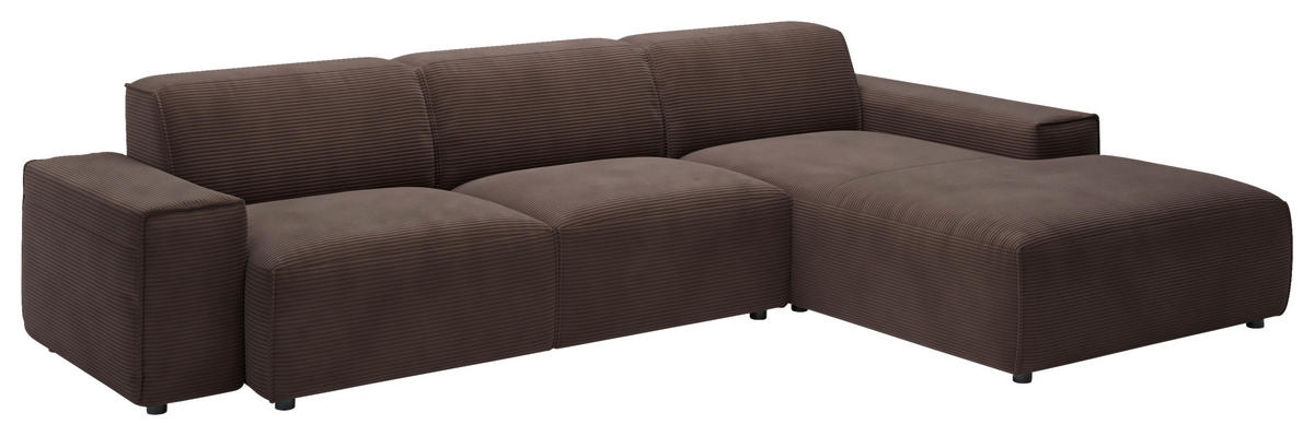 ECKSOFA 9125 Dunkelbraun, Mokka Cord  - Dunkelbraun/Schwarz, Design, Kunststoff/Textil (300/189cm) - Pure Home Lifestyle