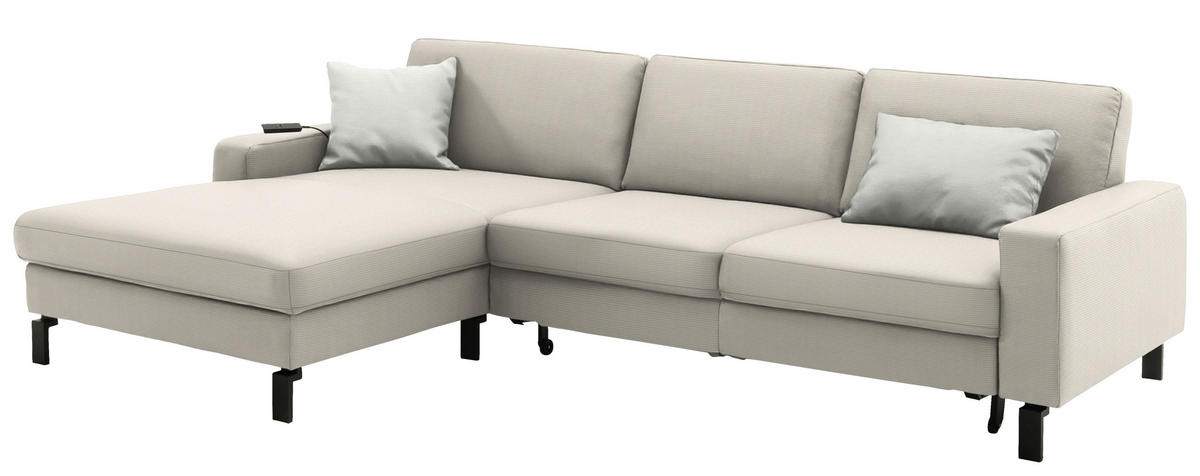 ECKSOFA Cord Naturfarben  - Schwarz/Naturfarben, Design, Textil/Metall (185/298cm) - Pure Home Lifestyle