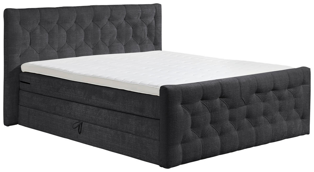 PAT BOXSPRING 180/200 cm  negru  - negru, Modern, plastic/textil (180/200cm) - MID.YOU