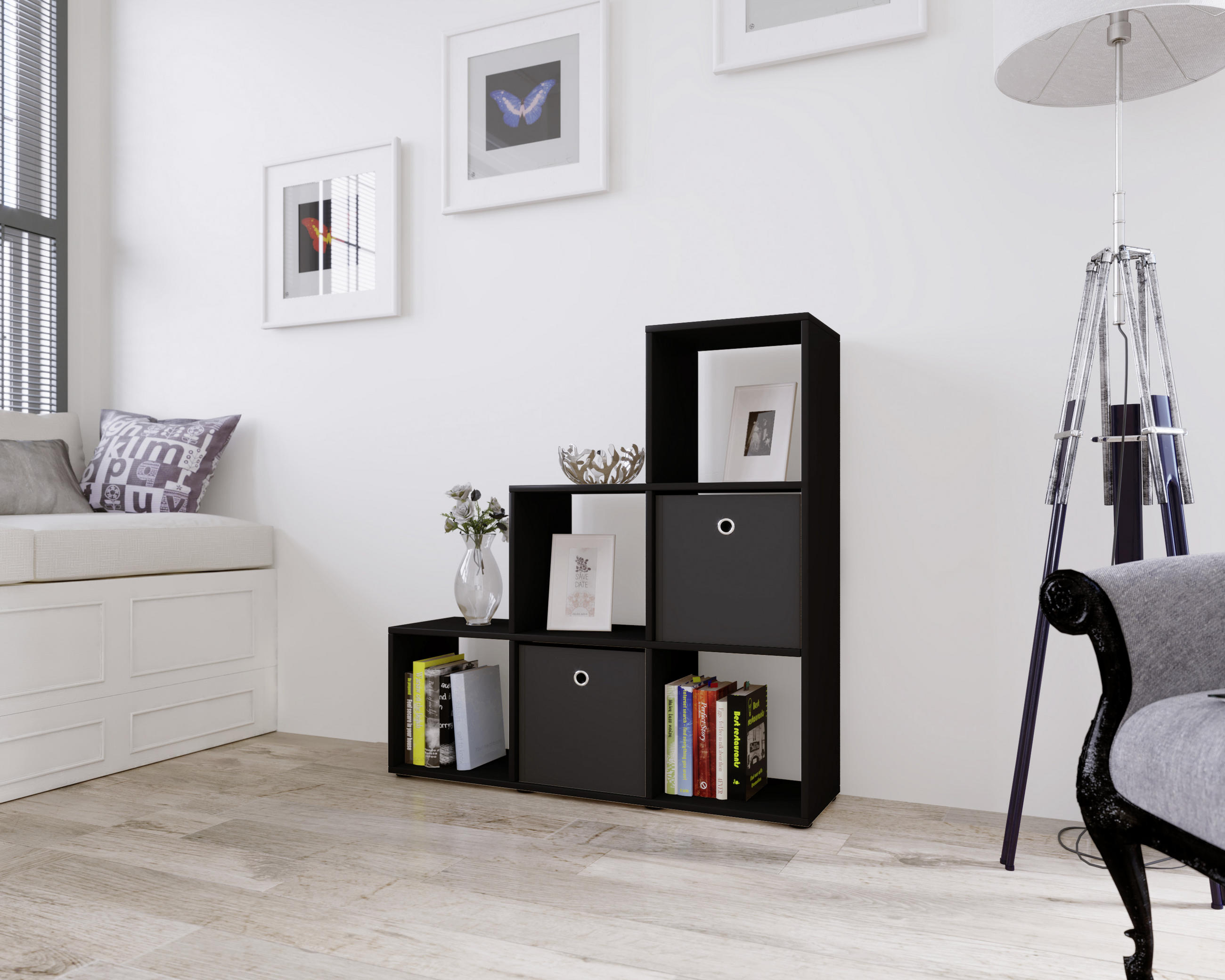 RAUMTEILER - Schwarz, KONVENTIONELL, Holzwerkstoff/Kunststoff (107,5/104,5/29cm) - MID.YOU