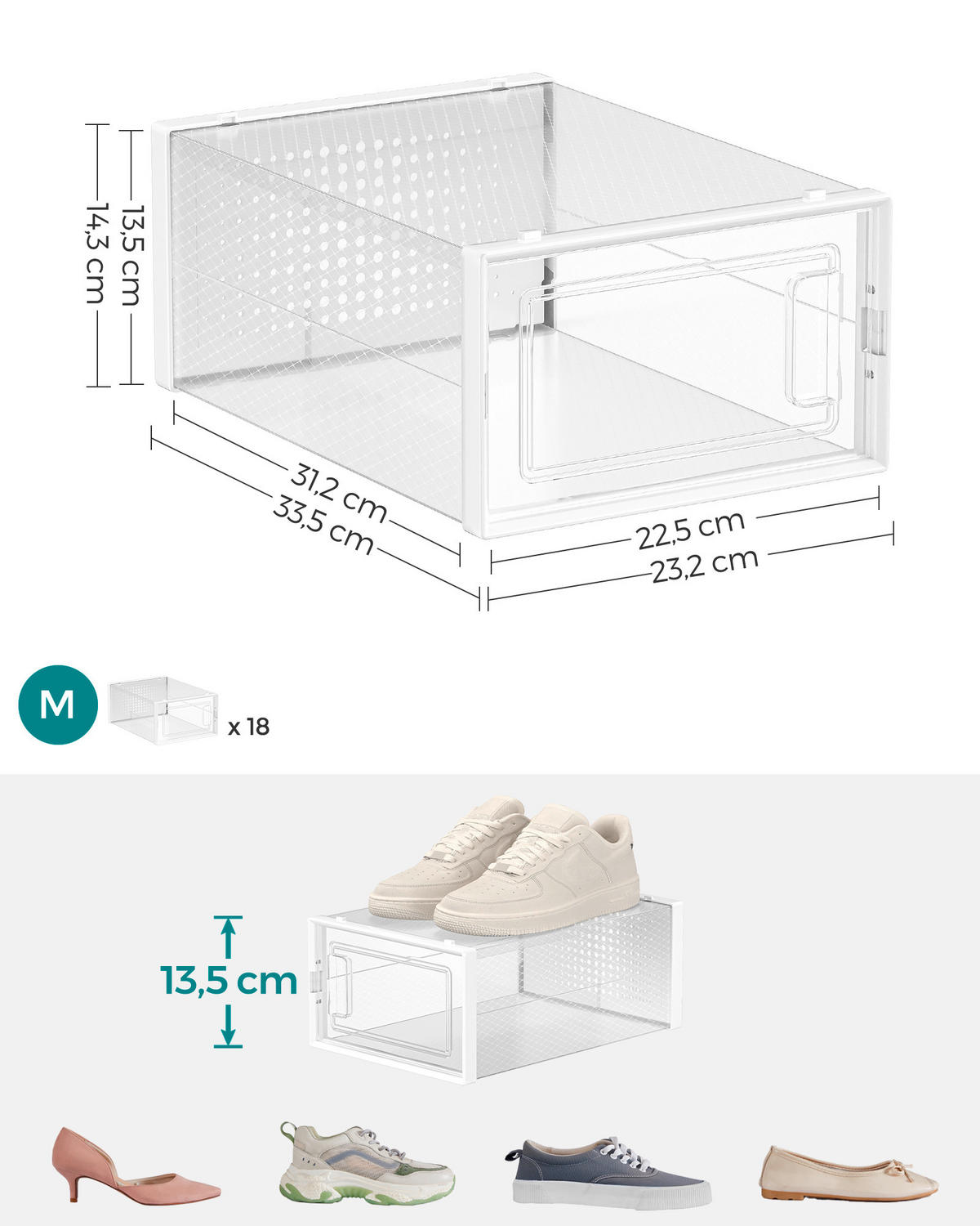 SCHUHBOX - Transparent/Weiß, Trend, Kunststoff (33,5/14,3/23,2cm) - Boxxx