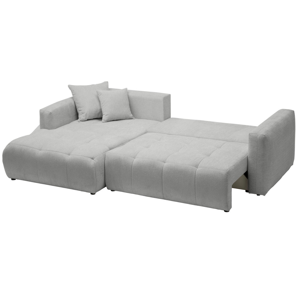 ECKSOFA in Chenille Grau  - Schwarz/Grau, Modern, Kunststoff/Textil (172/276cm) - Hom`in