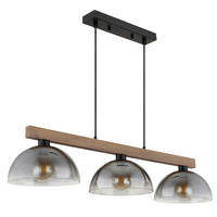 HÄNGELEUCHTE 114/30/120 cm  - Klar/Dunkelbraun, Design, Glas/Holz (114/30/120cm) - Globo