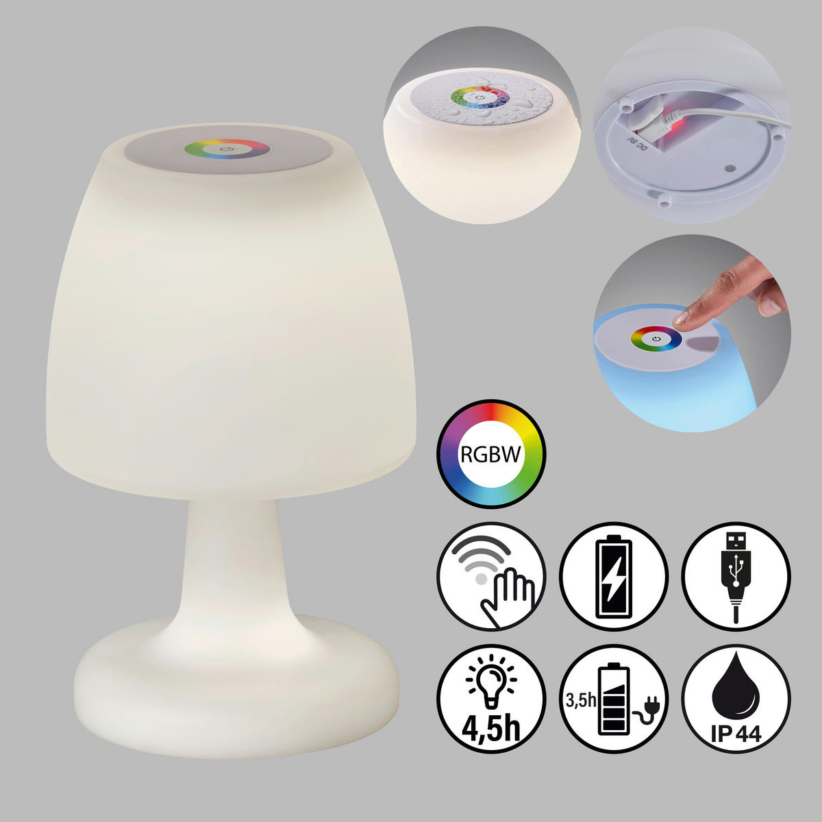 AKKU-TISCHLEUCHTE Barletta 16 cm  - Weiß, KONVENTIONELL, Kunststoff (16cm) - Schöner Wohnen