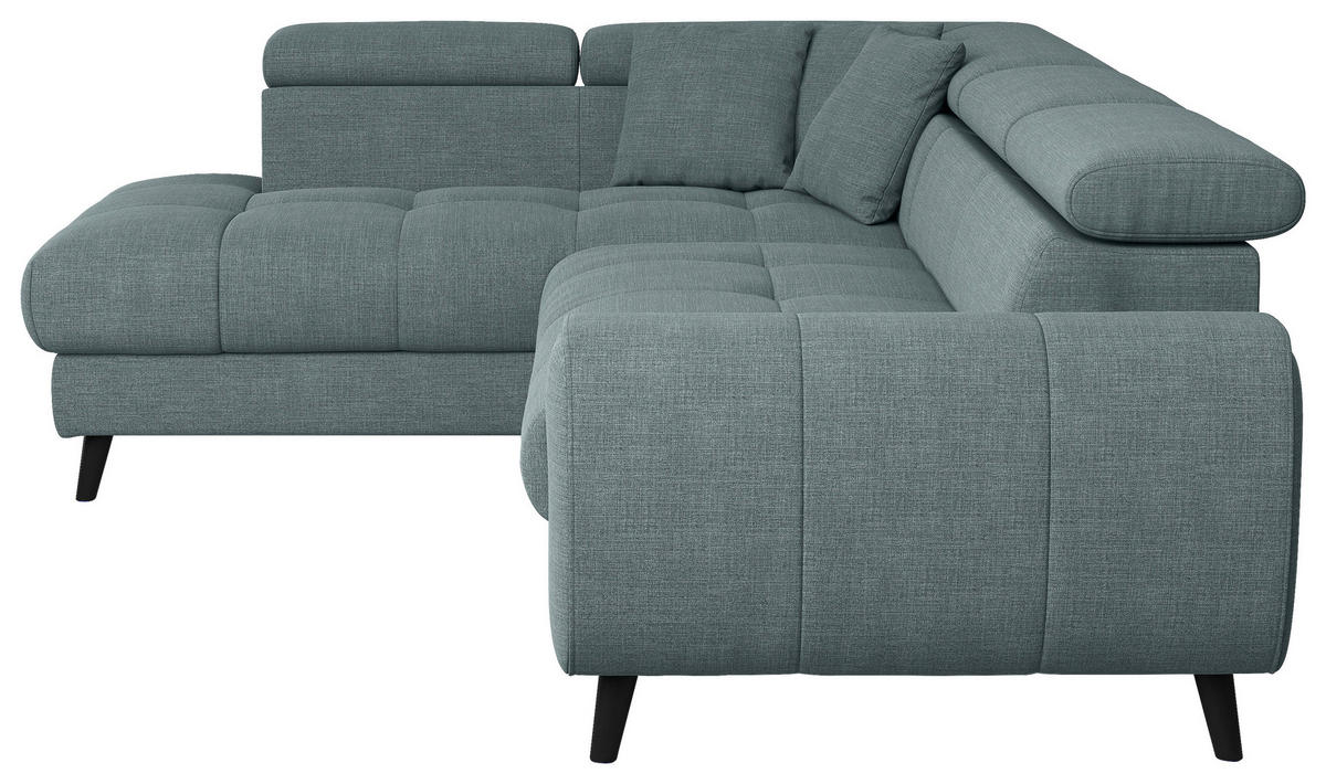 ECKSOFA in Flachgewebe Blau  - Blau/Schwarz, Design, Textil/Metall (195/246cm) - Livetastic
