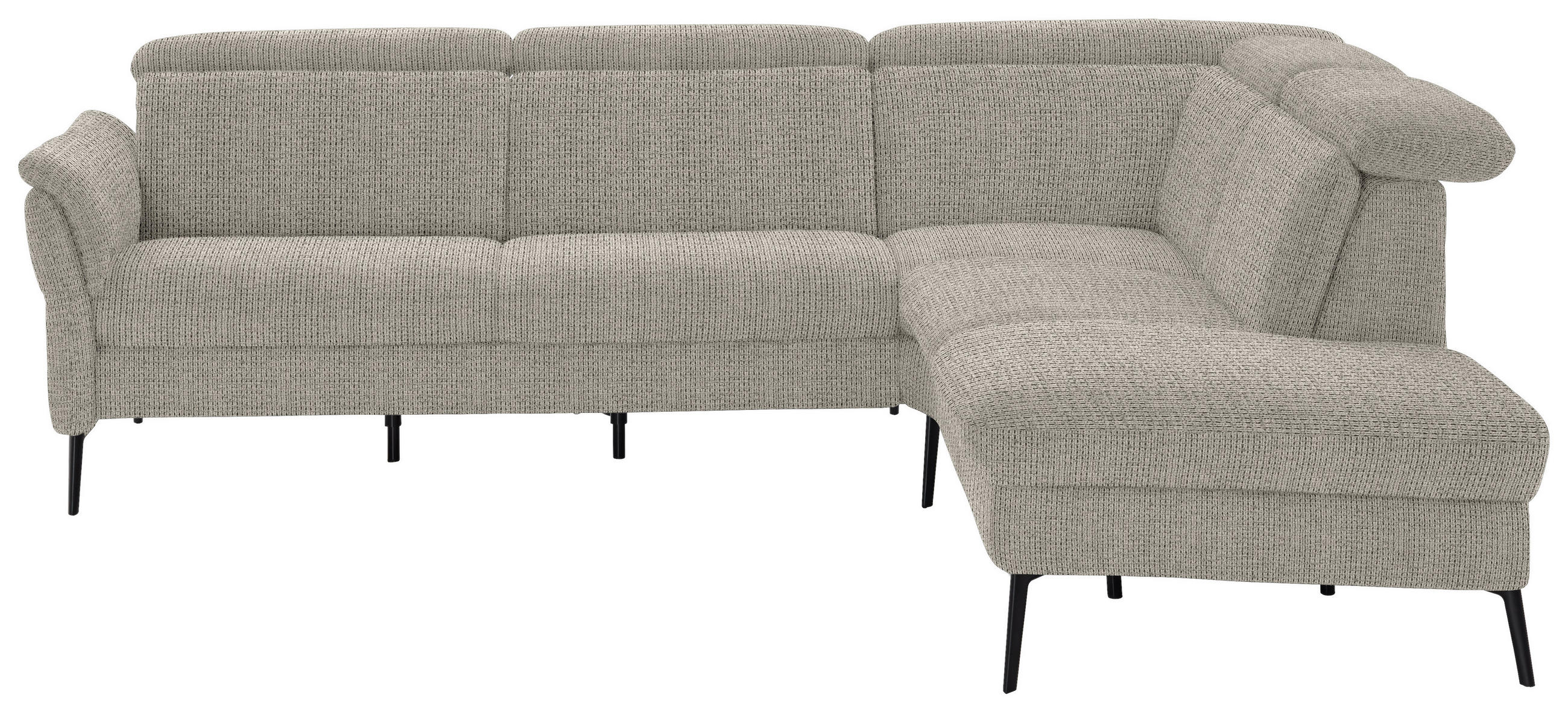ECKSOFA  Struktur Taupe  - Taupe/Schwarz, Modern, Textil/Metall (275/235cm) - Cantus
