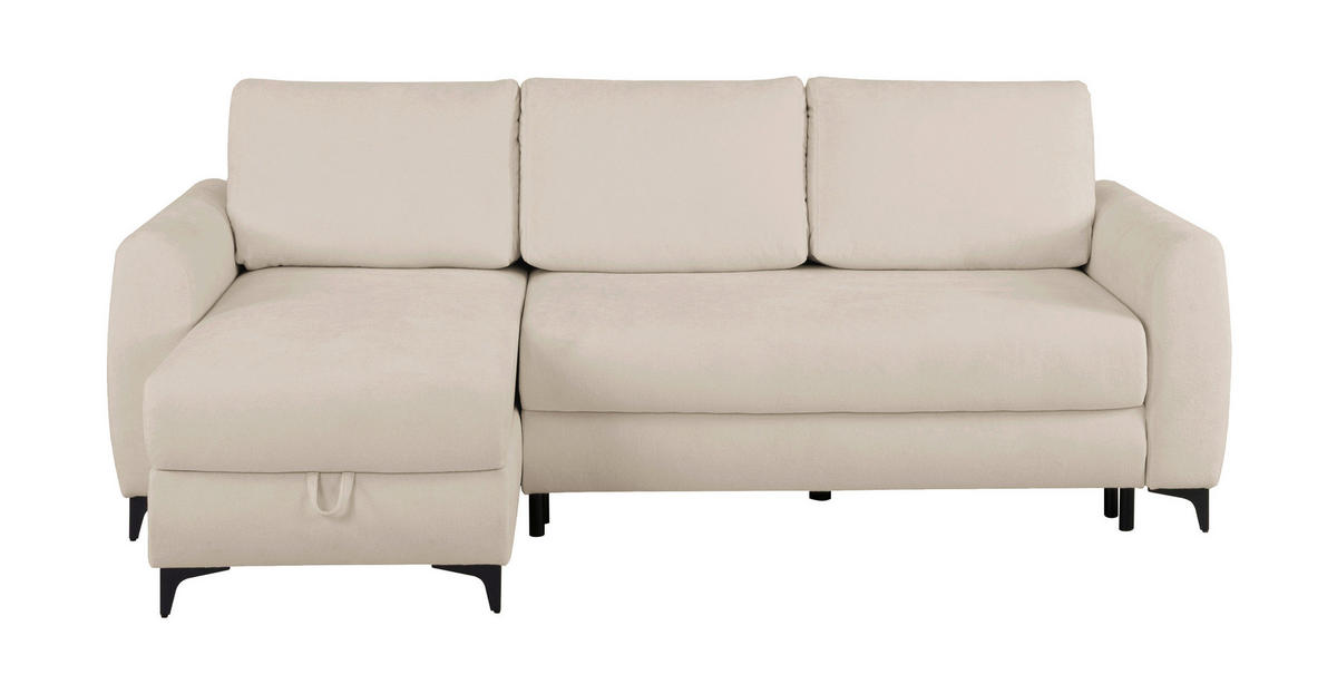 ECKSOFA Moli Taupe Bouclé  - Taupe/Schwarz, Design, Textil/Metall (236/148cm) - MID.YOU