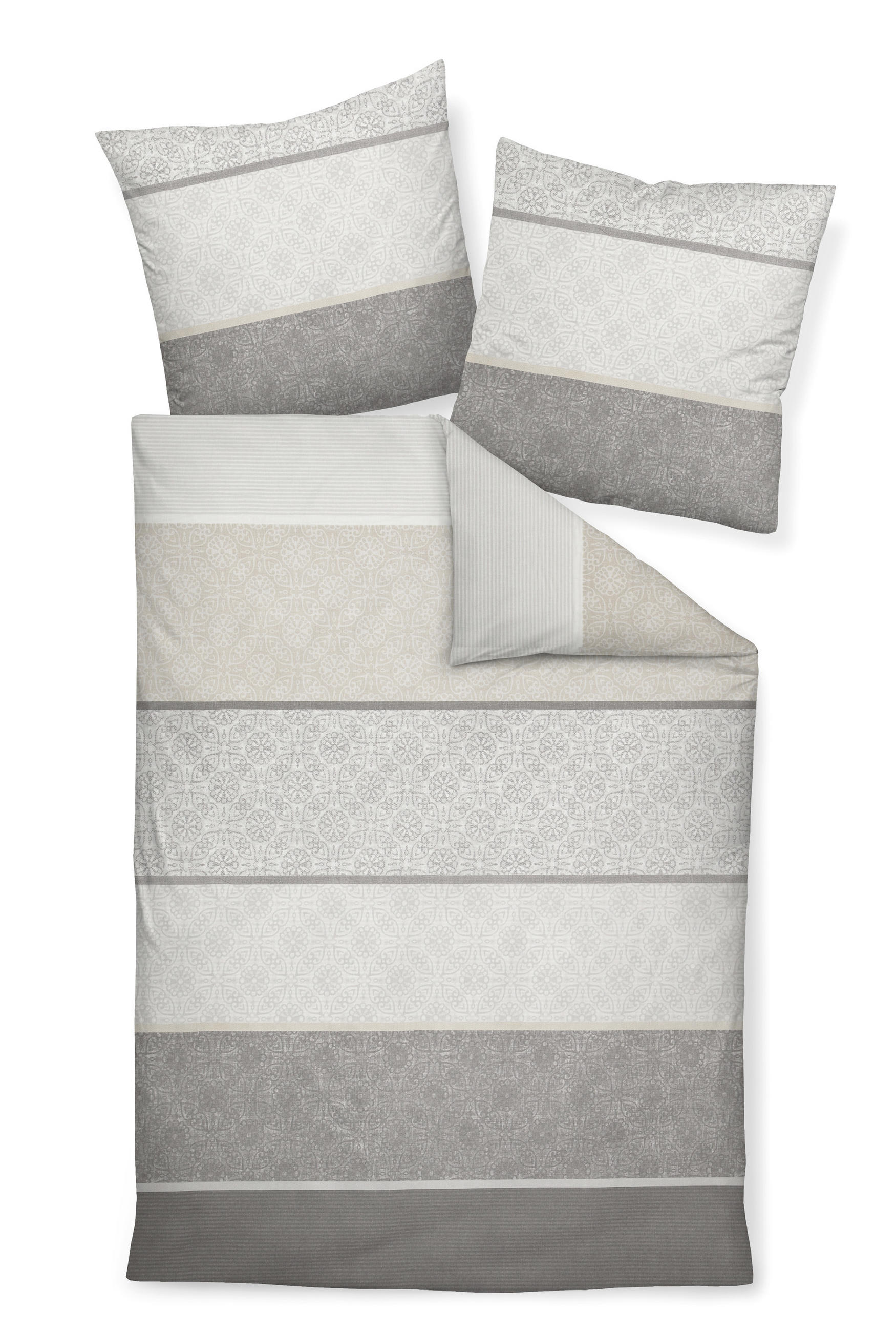 BETTWÄSCHE Palermo Makosatin  - Sandfarben/Silberfarben, Design, Textil (155/220cm) - Janine