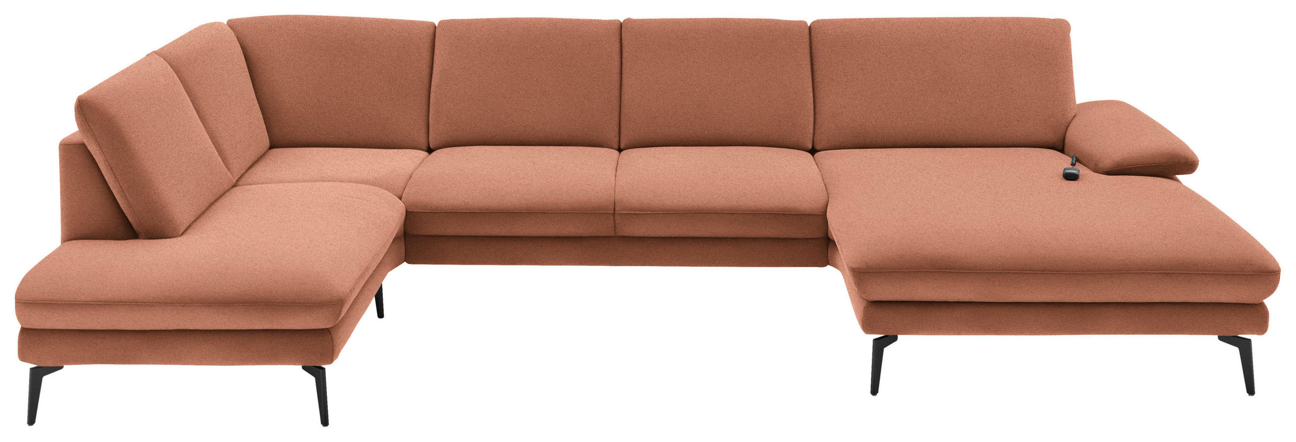 WOHNLANDSCHAFT in Webstoff Orange  - Schwarz/Orange, Design, Textil/Metall (208/344/180cm) - Dieter Knoll